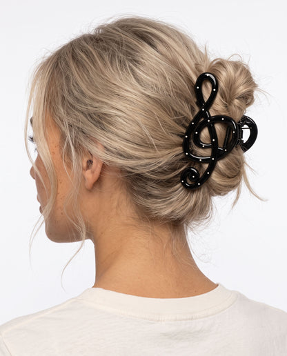 Wholesale Black Polka Dot Treble Clef Hair Claw Daily Chic SP083