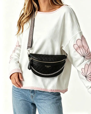 Wholesale Black Quilted Chain Fanny Pack SP132