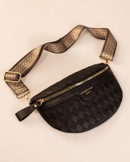 Wholesale Black Quilted Chain Fanny Pack SP132