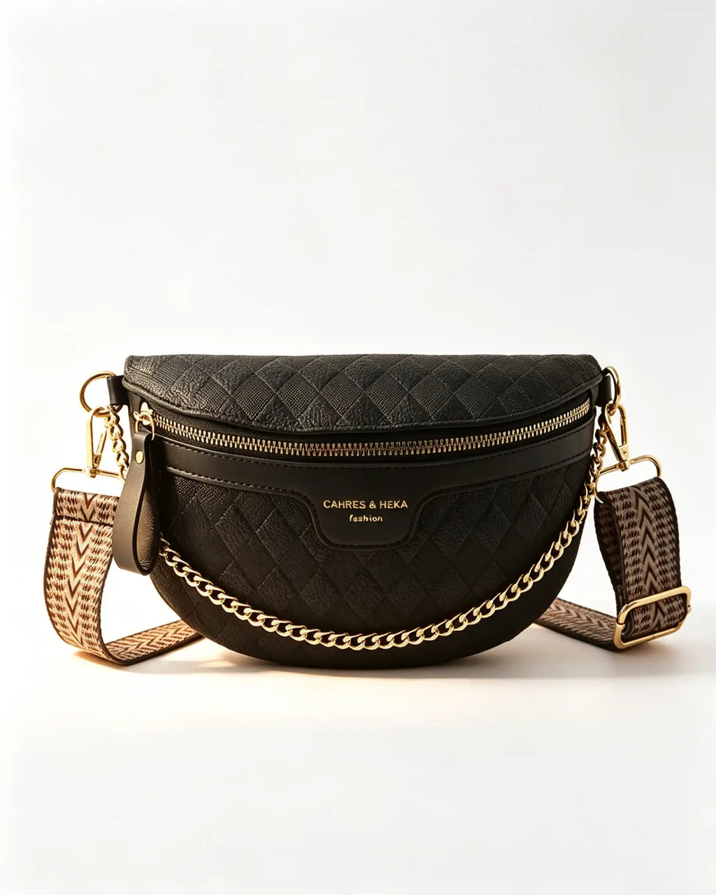 Wholesale Black Quilted Chain Fanny Pack SP132