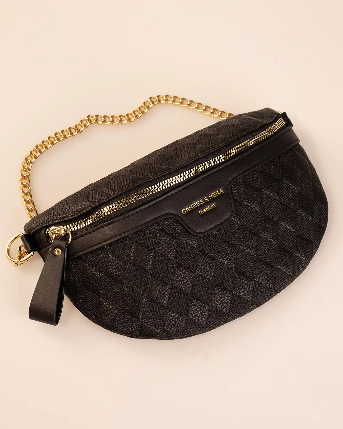 Wholesale Black Quilted Chain Fanny Pack SP132