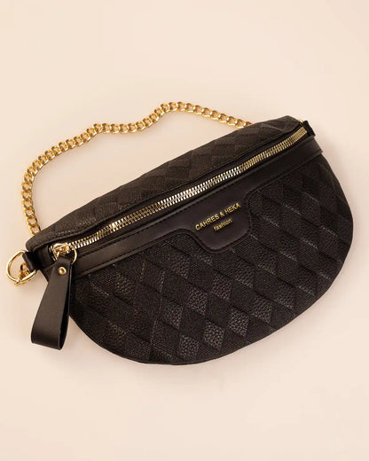 Wholesale Black Quilted Chain Fanny Pack SP132