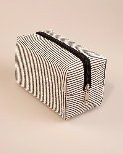 Black Striped Makeup Pouch Casual Toiletry Bag SP262