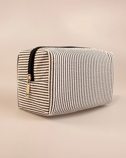 Black Striped Makeup Pouch Casual Toiletry Bag SP262