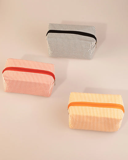 Black Striped Makeup Pouch Casual Toiletry Bag SP262
