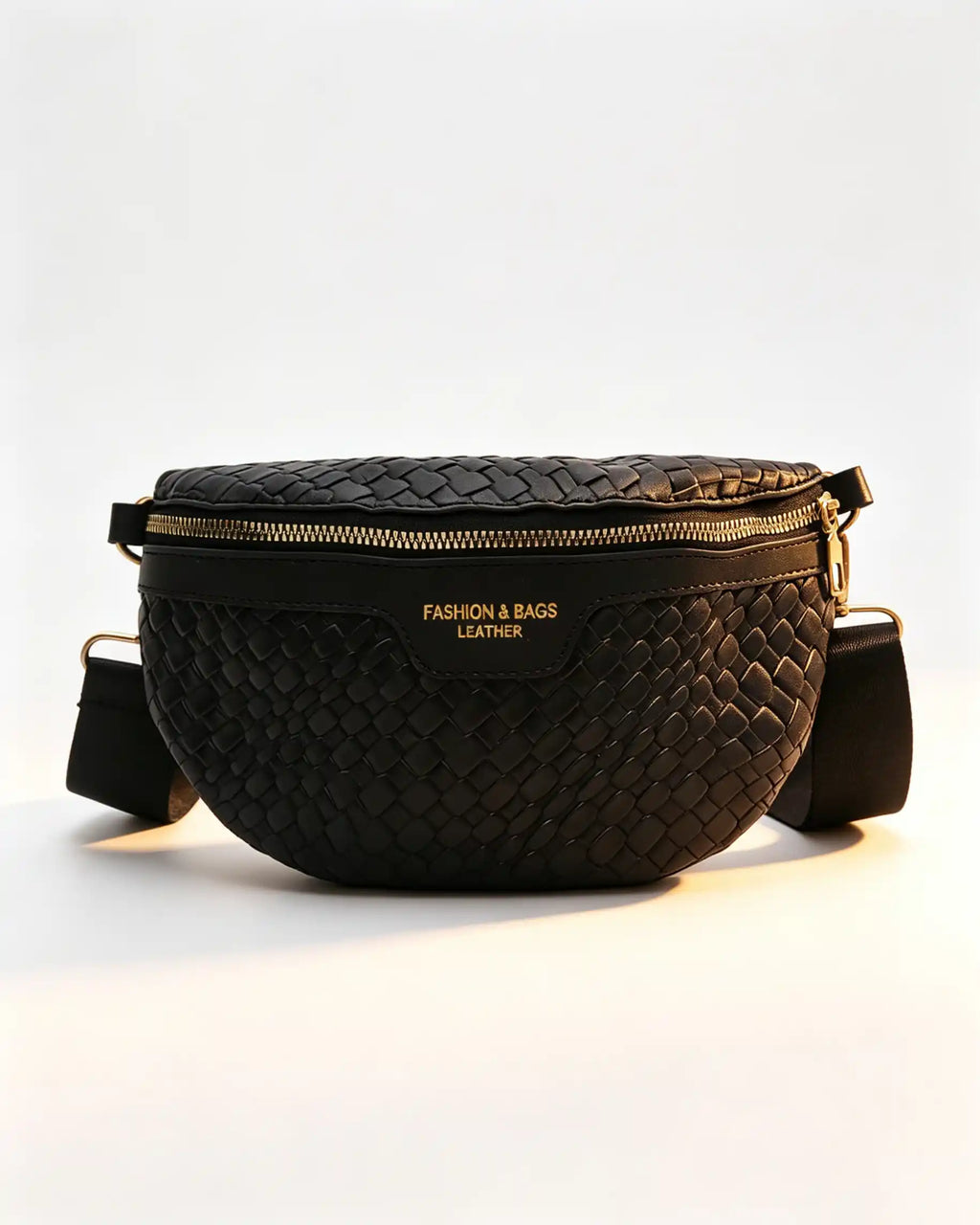 Wholesale Black Woven Wide Strap Fanny Pack SP131
