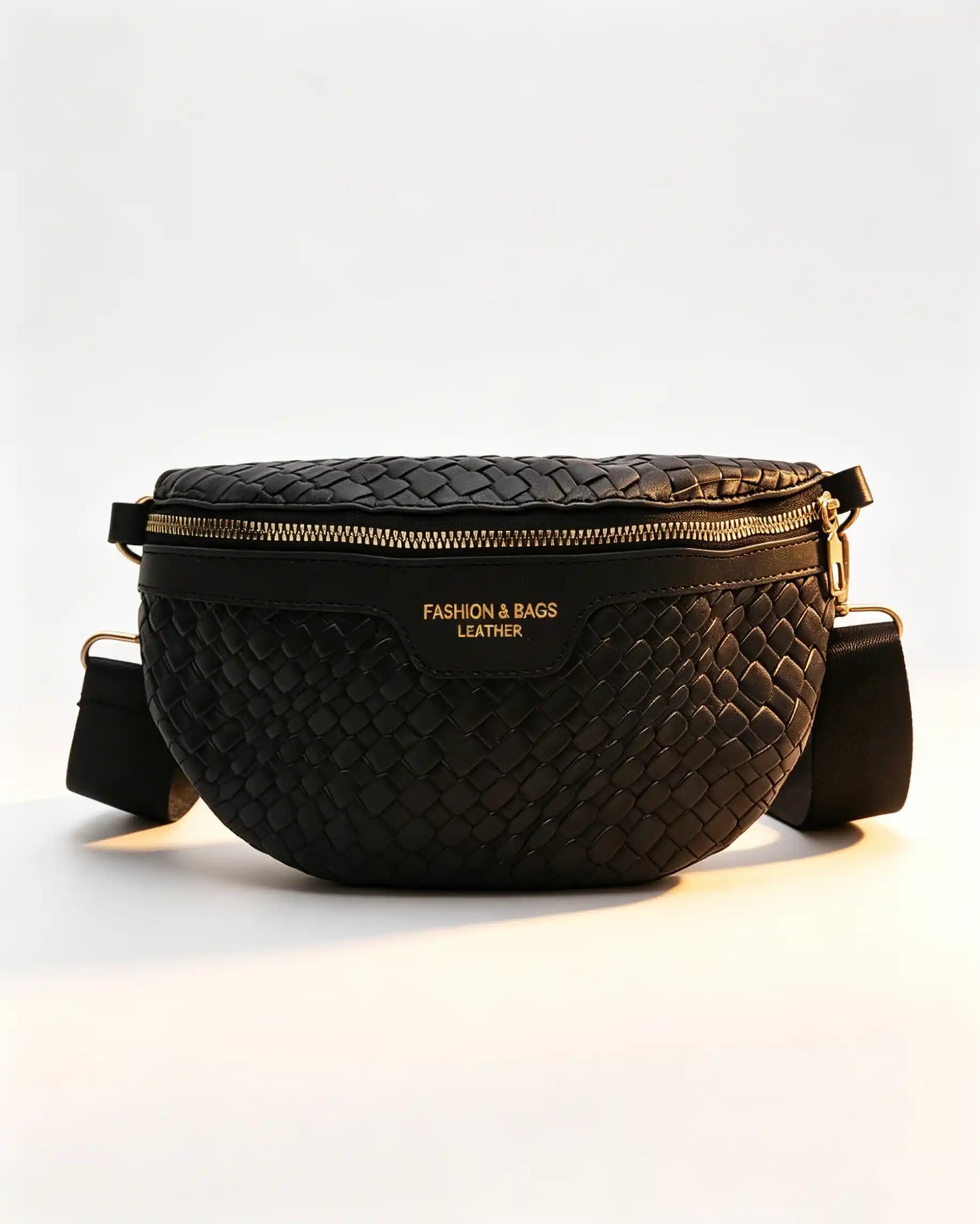 Wholesale Black Woven Wide Strap Fanny Pack SP131