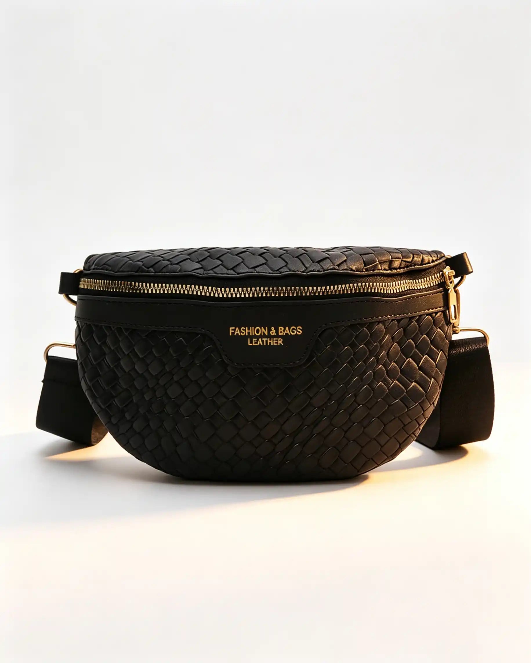Wholesale Black Woven Wide Strap Fanny Pack SP131