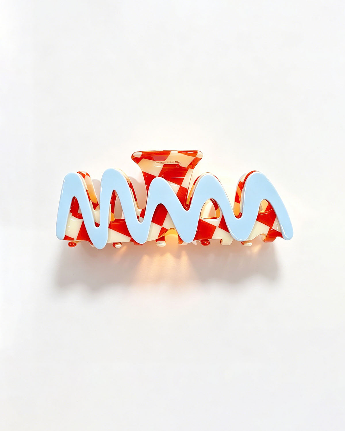 Wholesale Blue Checkered Wavy Hair Claw Casual Accessory SP228