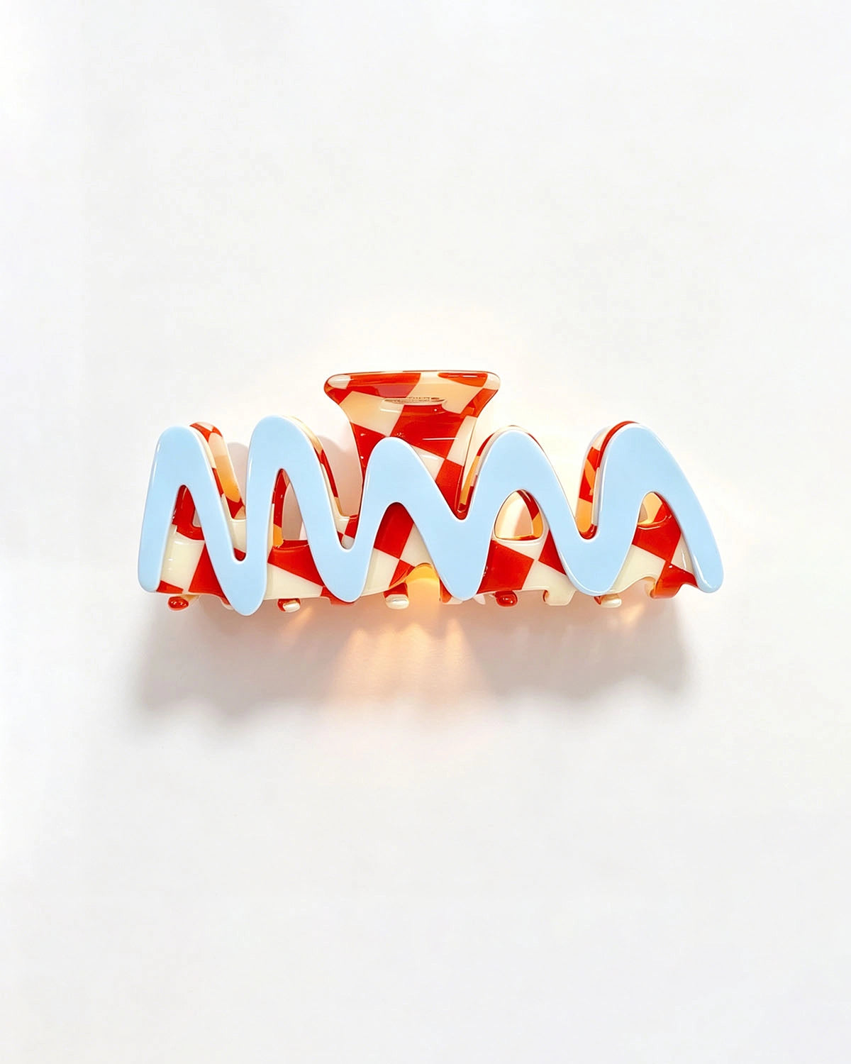 Blue Checkered Wavy Hair Claw Casual Accessory SP228