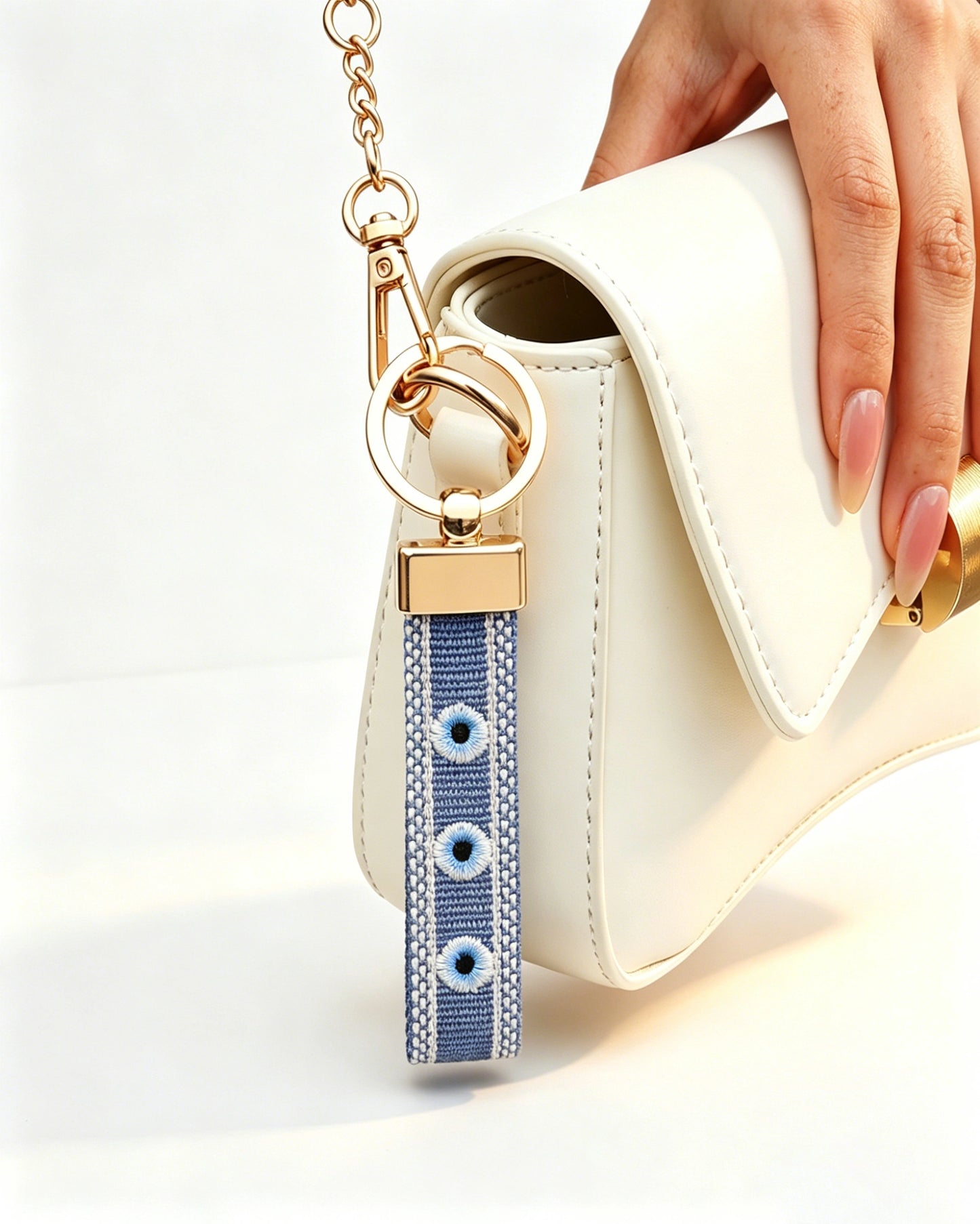 Blue Evil Eye Wristlet Daily Embroidered Keychain Charm SP192