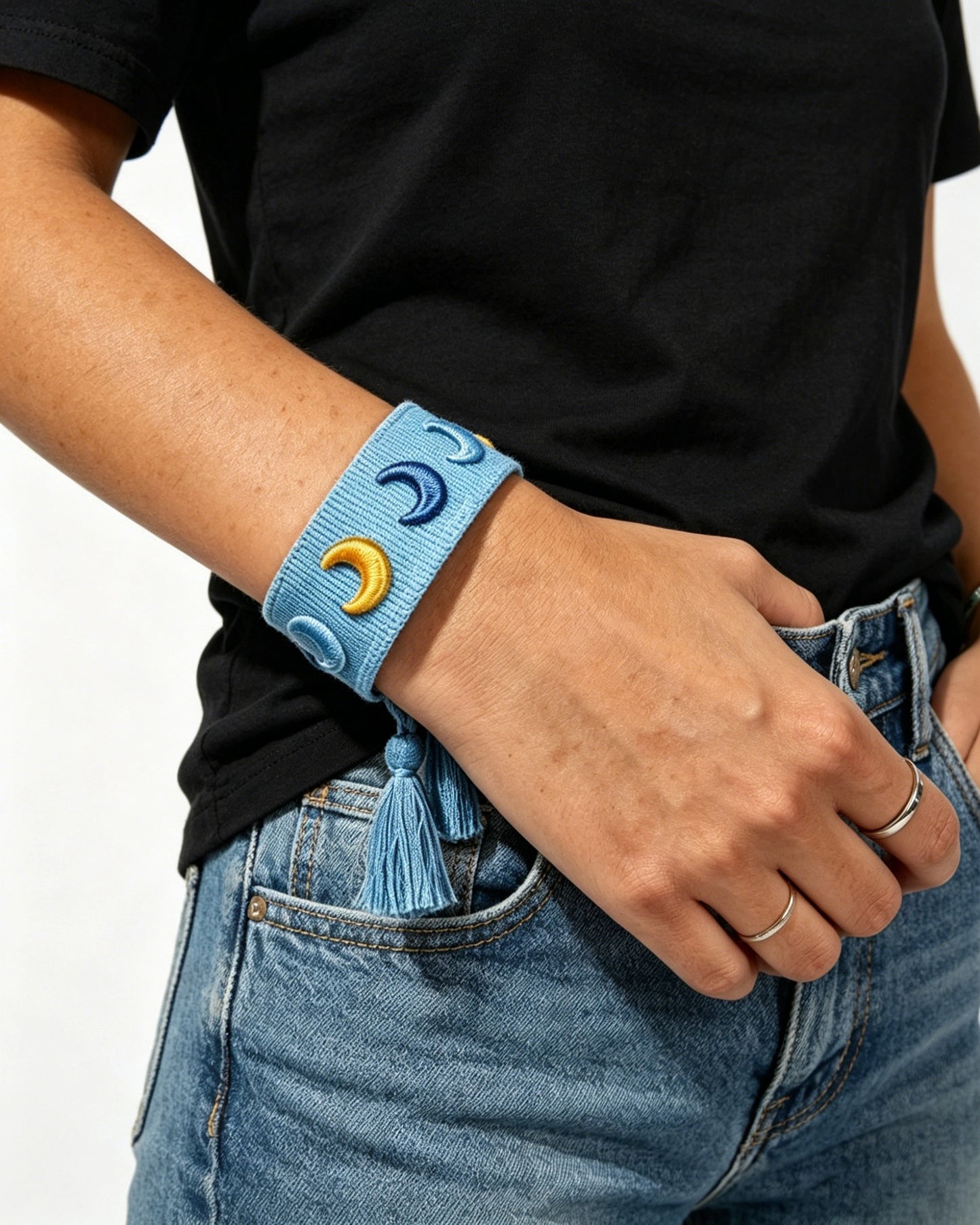 Blue Moon Tassel Bracelet Embroidered Casual Boho Accessory SP201