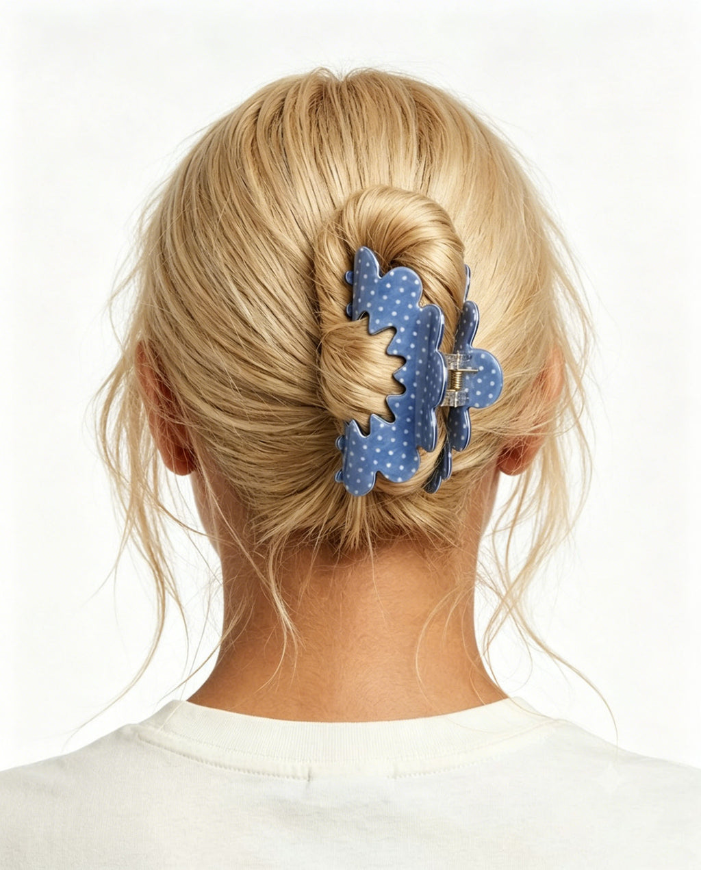Wholesale Blue Polka Dot Hair Clip Daily Accessory SP220