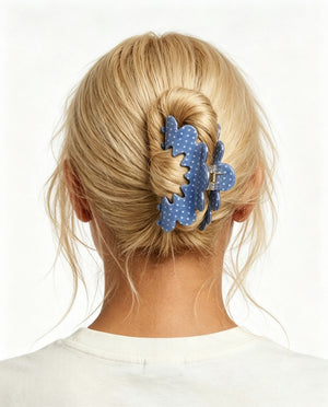 Wholesale Blue Polka Dot Hair Clip Daily Accessory SP220