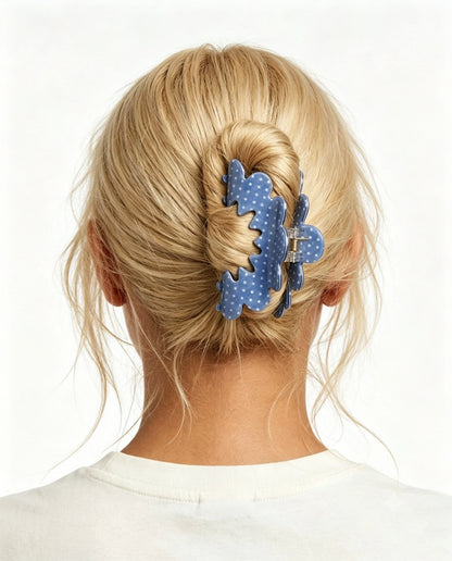Blue Polka Dot Hair Clip Daily Accessory SP220