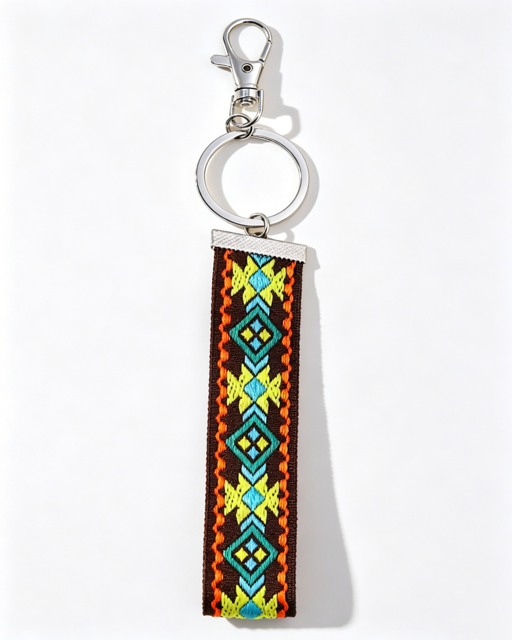 Wholesale Brown Boho Embroidered Wristlet Daily Keychain Lanyard Strap SP180