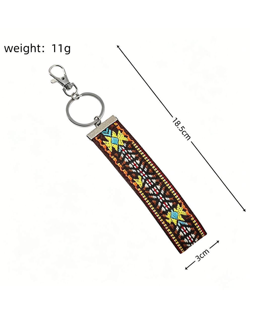 Wholesale Brown Boho Embroidered Wristlet Daily Keychain Lanyard Strap SP180