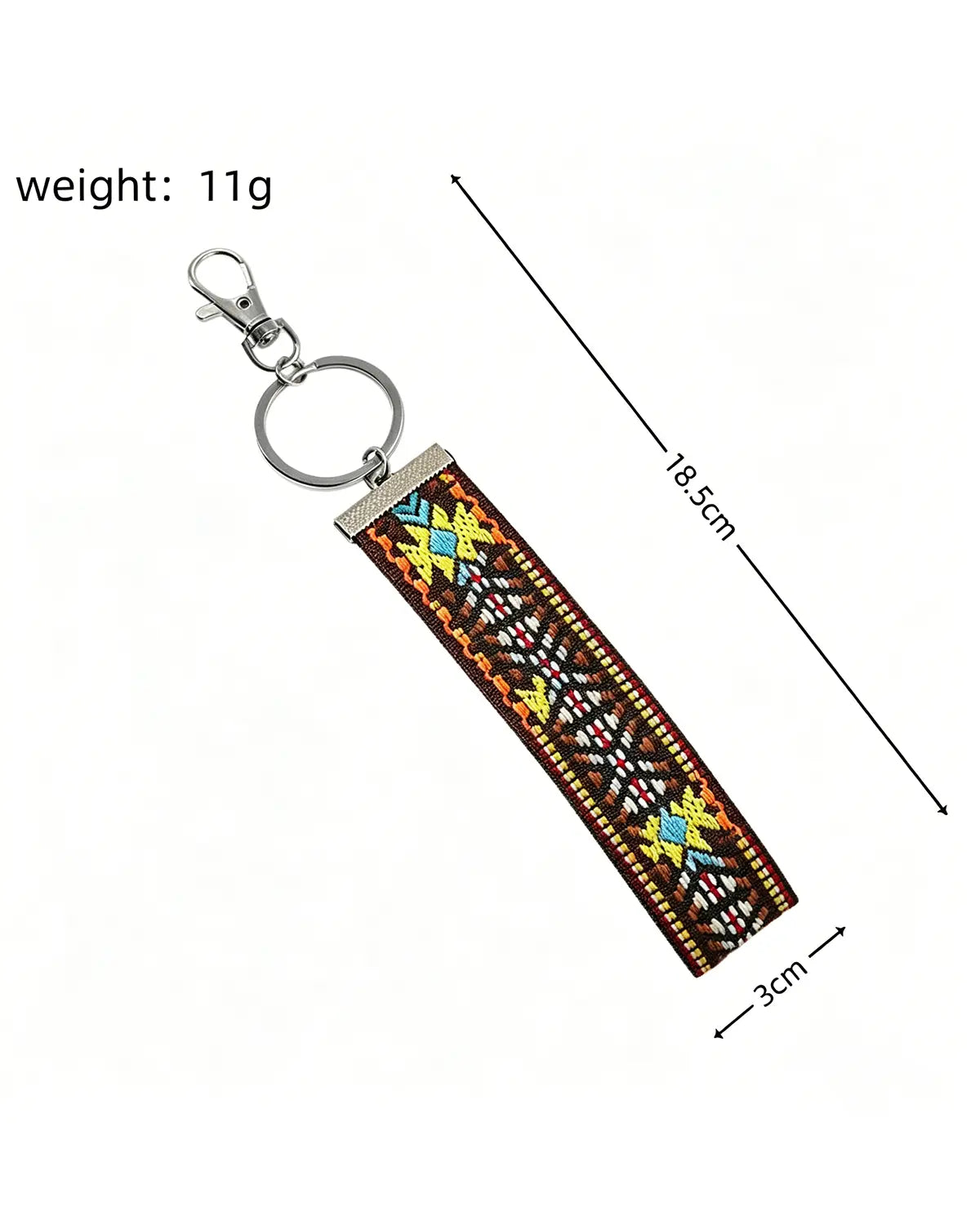 Brown Boho Embroidered Wristlet Daily Keychain Lanyard Strap SP180