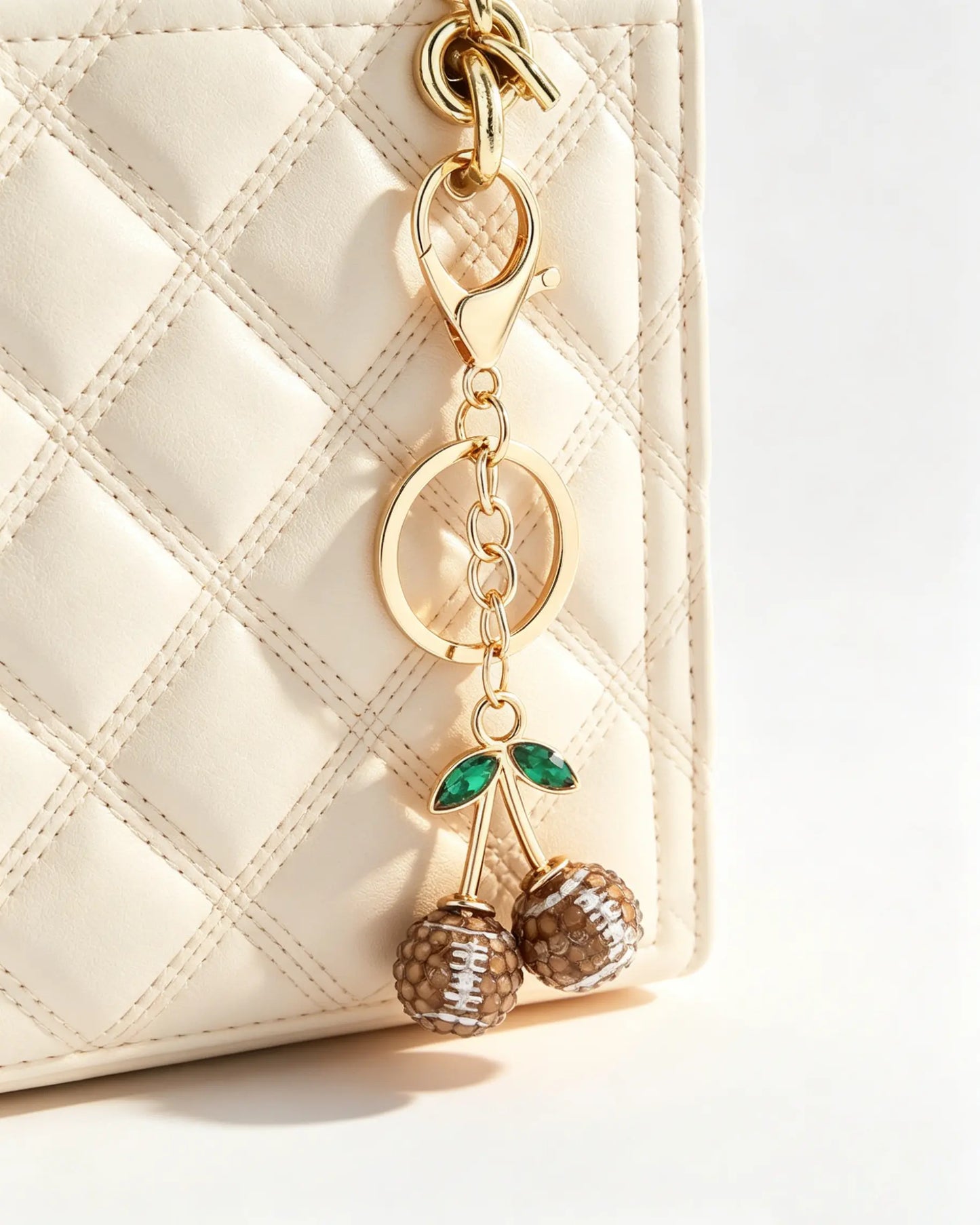 Brown Cherry Football Resin Keychain Sports Bag Charm SP185