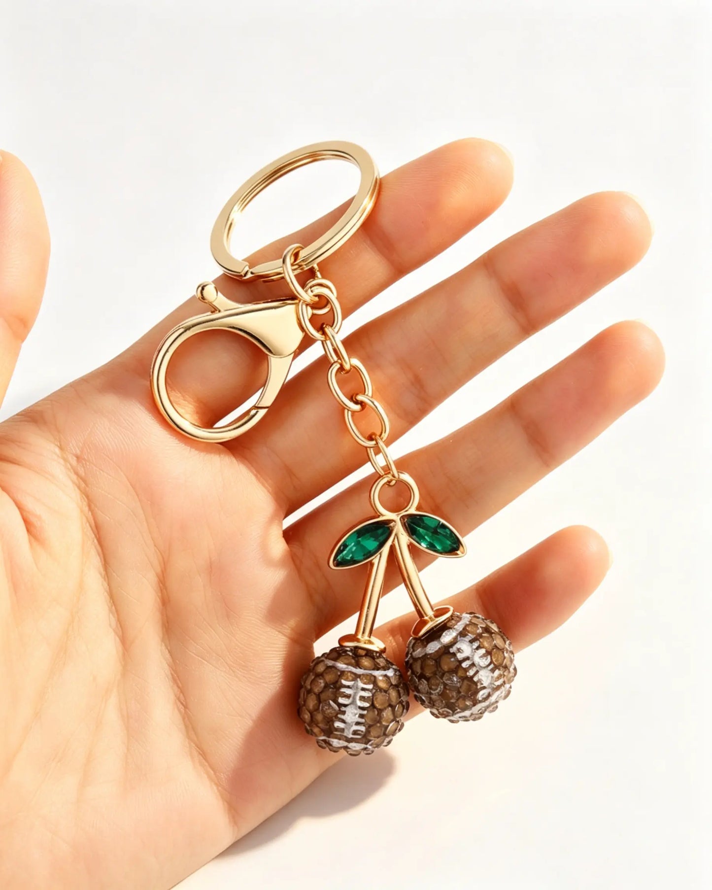 Brown Cherry Football Resin Keychain Sports Bag Charm SP185