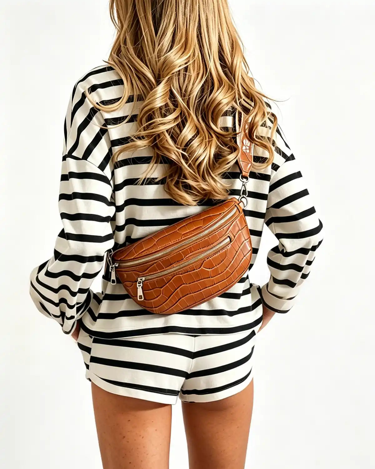 Wholesale Brown Croc PU Sling Bag Casual Boho Accessory SP143