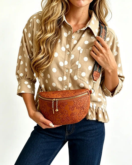 Wholesale Brown Embossed Vintage Fanny Pack SP125