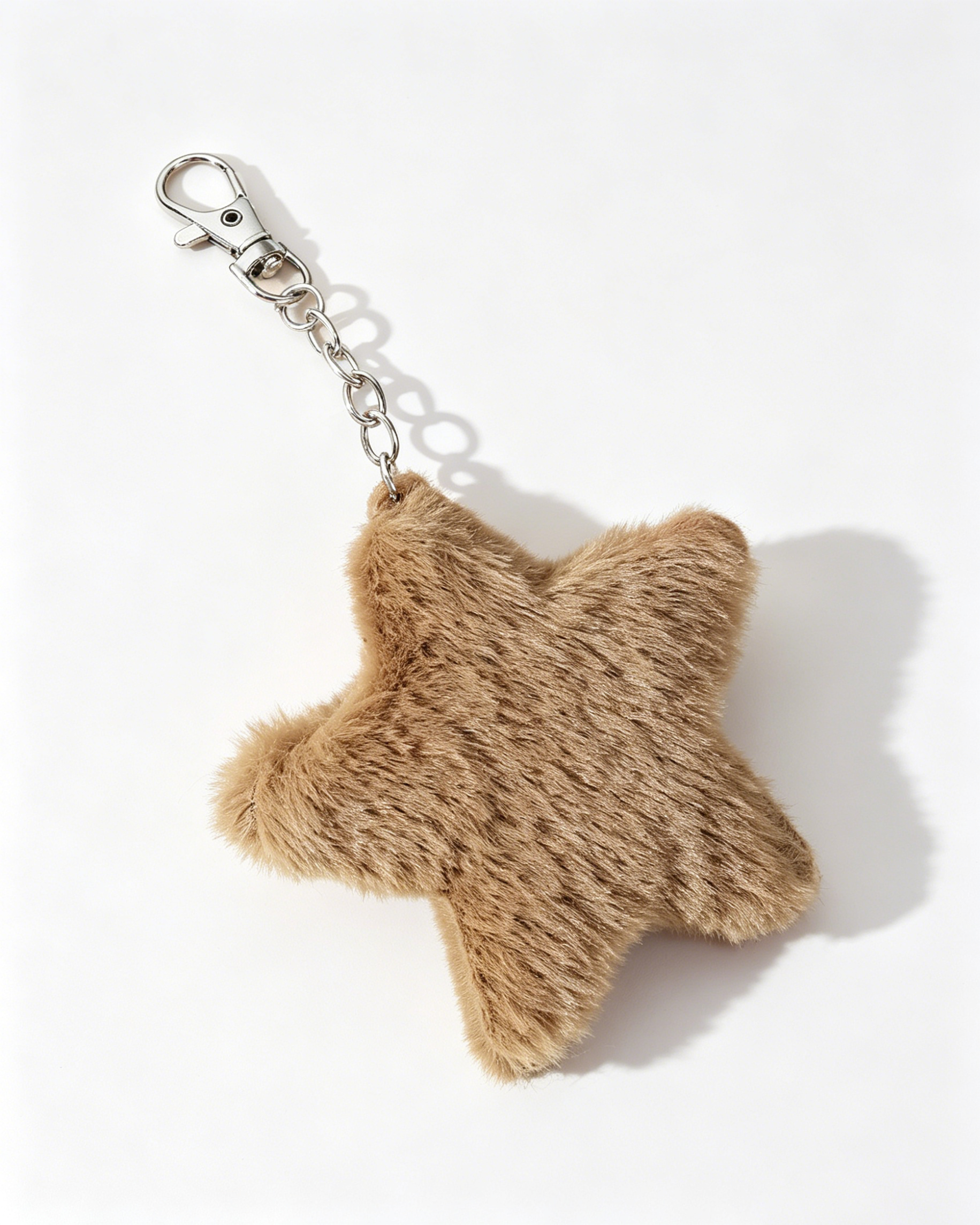 Wholesale Brown Faux Fur Star Keychain Casual Fluffy Bag Pendant SP183