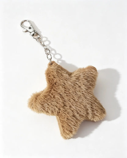 Brown Faux Fur Star Keychain Casual Fluffy Bag Pendant SP183
