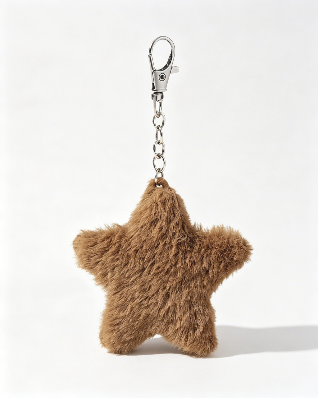 Wholesale Brown Faux Fur Star Keychain Casual Fluffy Bag Pendant SP183