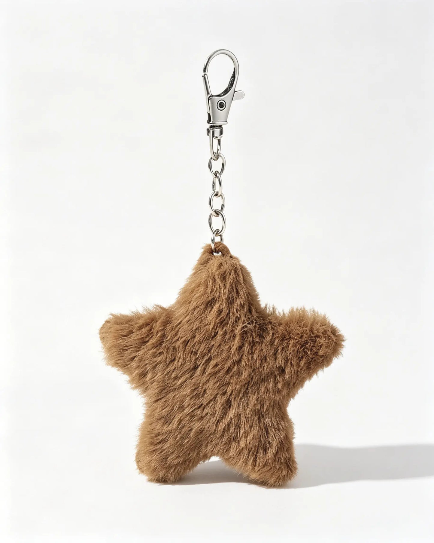 Brown Faux Fur Star Keychain Casual Fluffy Bag Pendant SP183