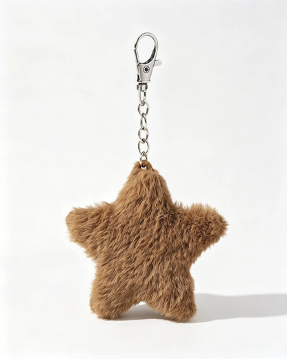 Brown Faux Fur Star Keychain Casual Fluffy Bag Pendant SP183