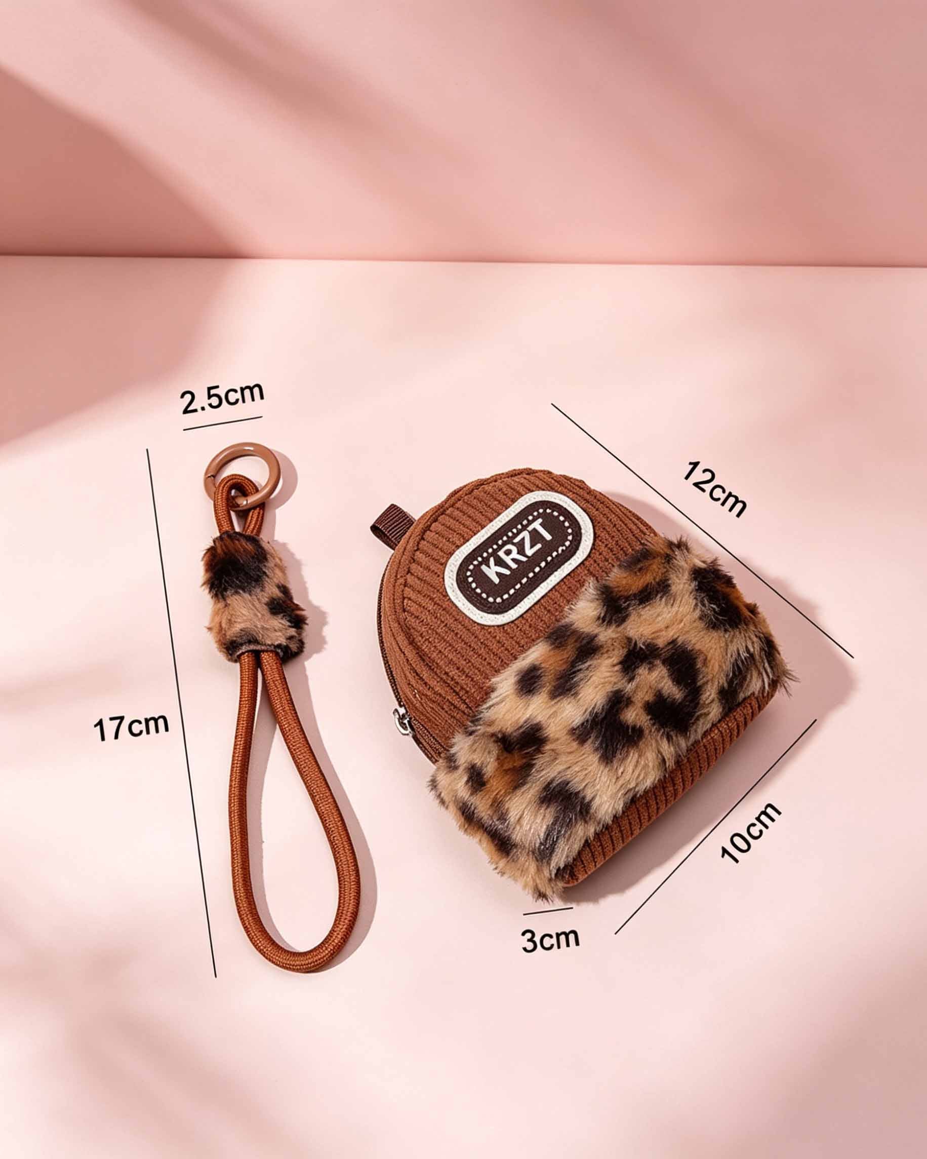 Wholesale Brown Leopard Plush Mini Pouch Daily Y2K Accessory SP165