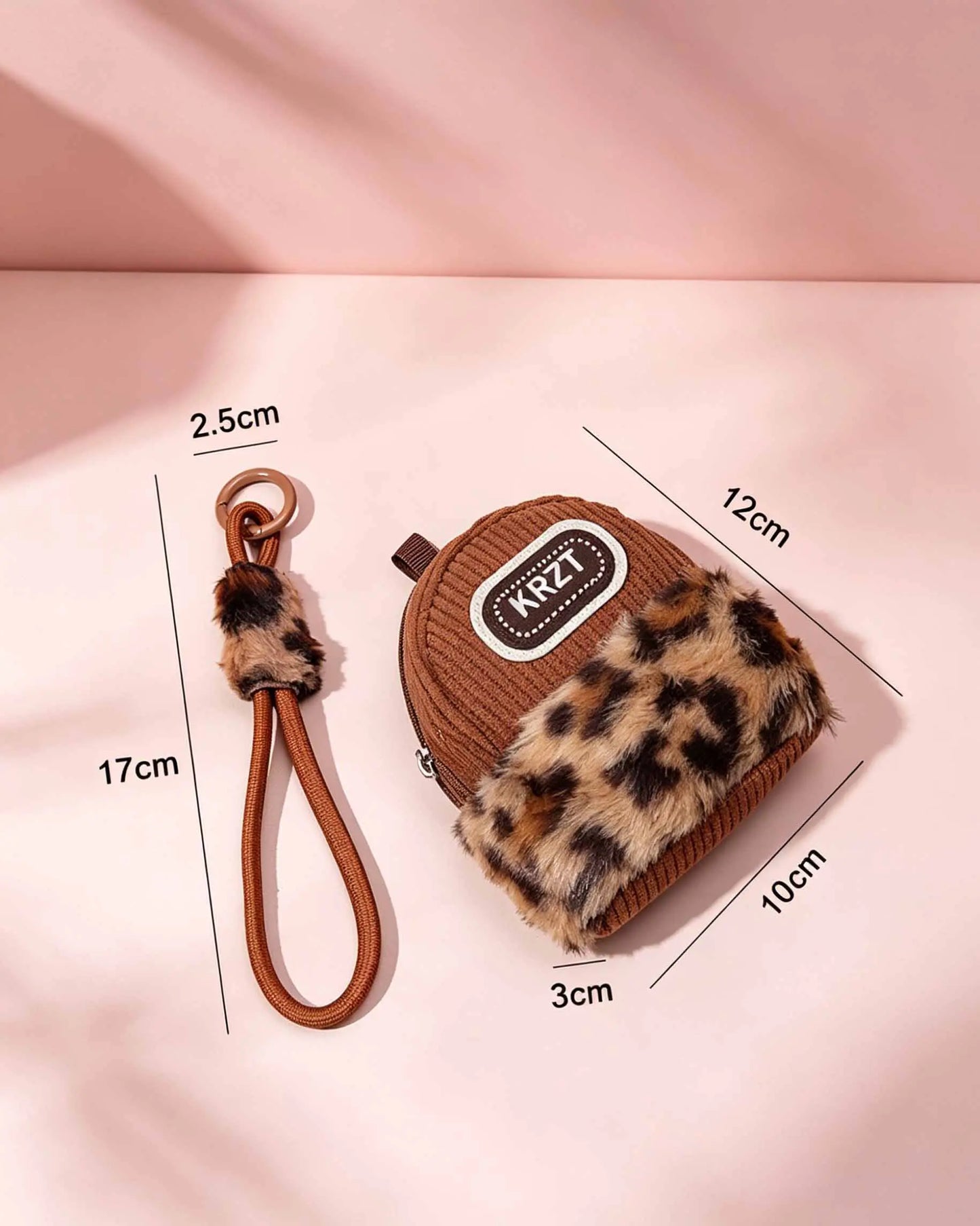 Brown Leopard Plush Mini Pouch Daily Y2K Accessory SP165