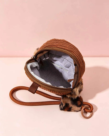 Brown Leopard Plush Mini Pouch Daily Y2K Accessory SP165