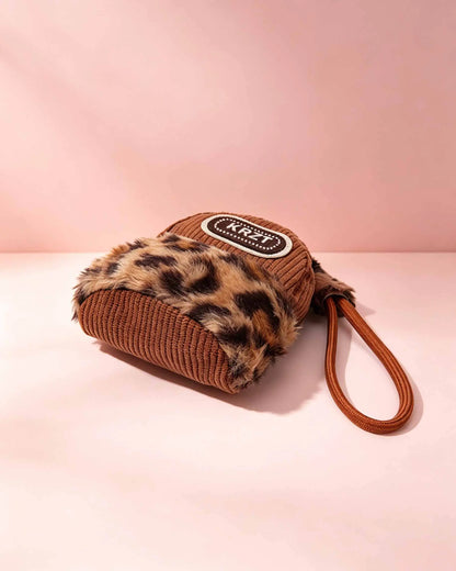 Brown Leopard Plush Mini Pouch Daily Y2K Accessory SP165