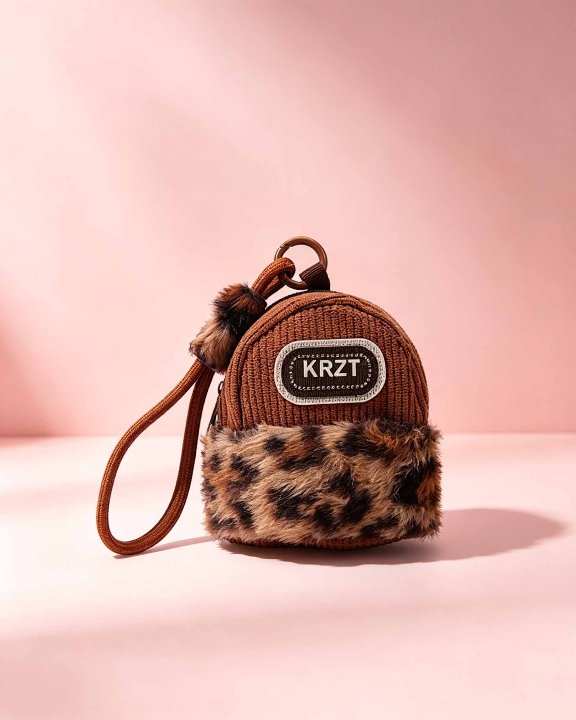 Wholesale Brown Leopard Plush Mini Pouch Daily Y2K Accessory SP165