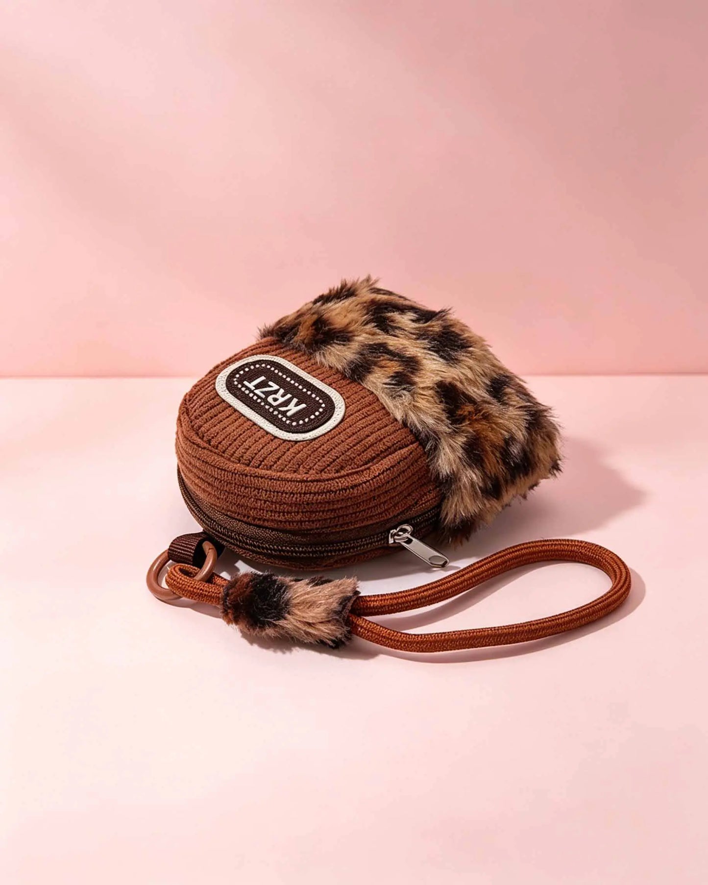Brown Leopard Plush Mini Pouch Daily Y2K Accessory SP165