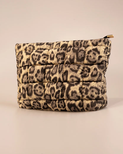 Wholesale Brown Leopard Puffer Cosmetic Bag Daily Organizer SP265