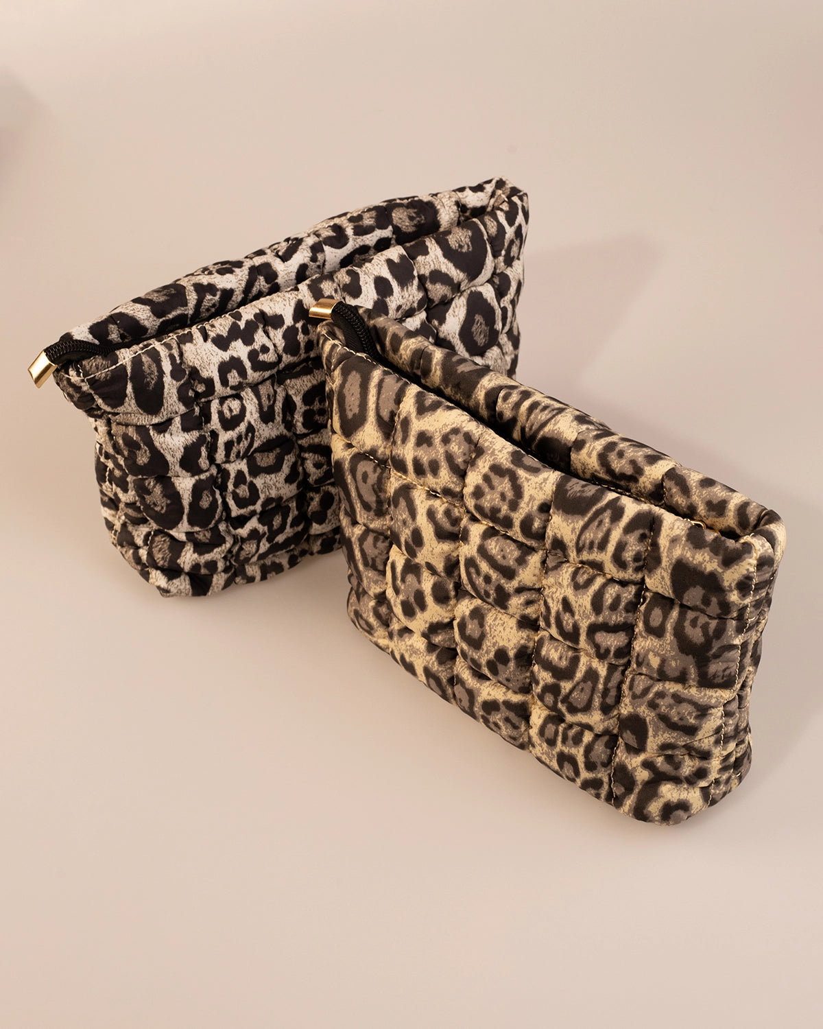 Wholesale Brown Leopard Puffer Cosmetic Bag Daily Organizer SP265