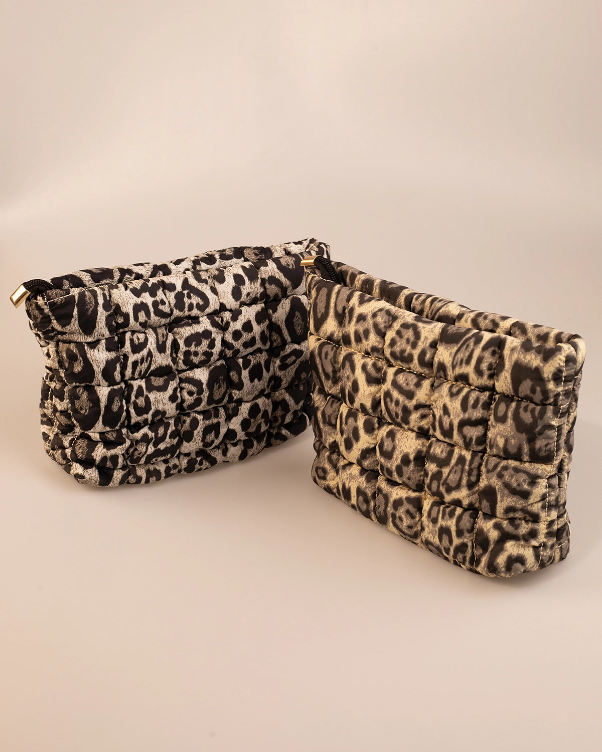 Wholesale Brown Leopard Puffer Cosmetic Bag Daily Organizer SP265
