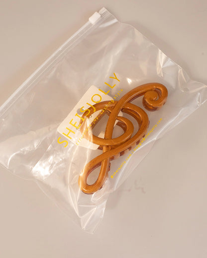 Brown Music Note Hair Claw Daily Accessory SP241