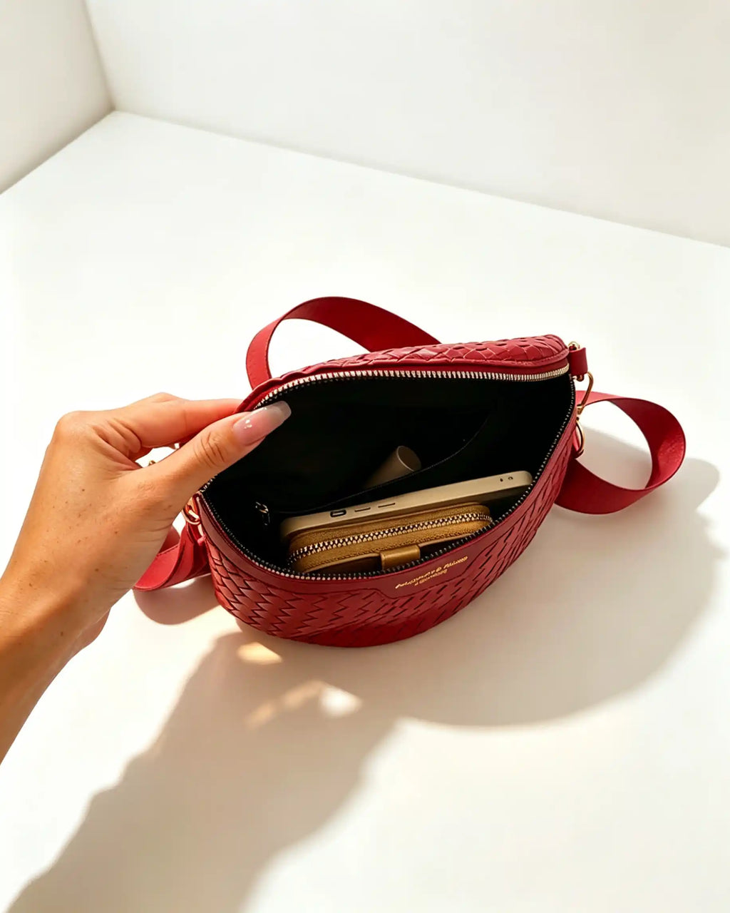 Wholesale Burgundy Woven Fanny Pack SP130