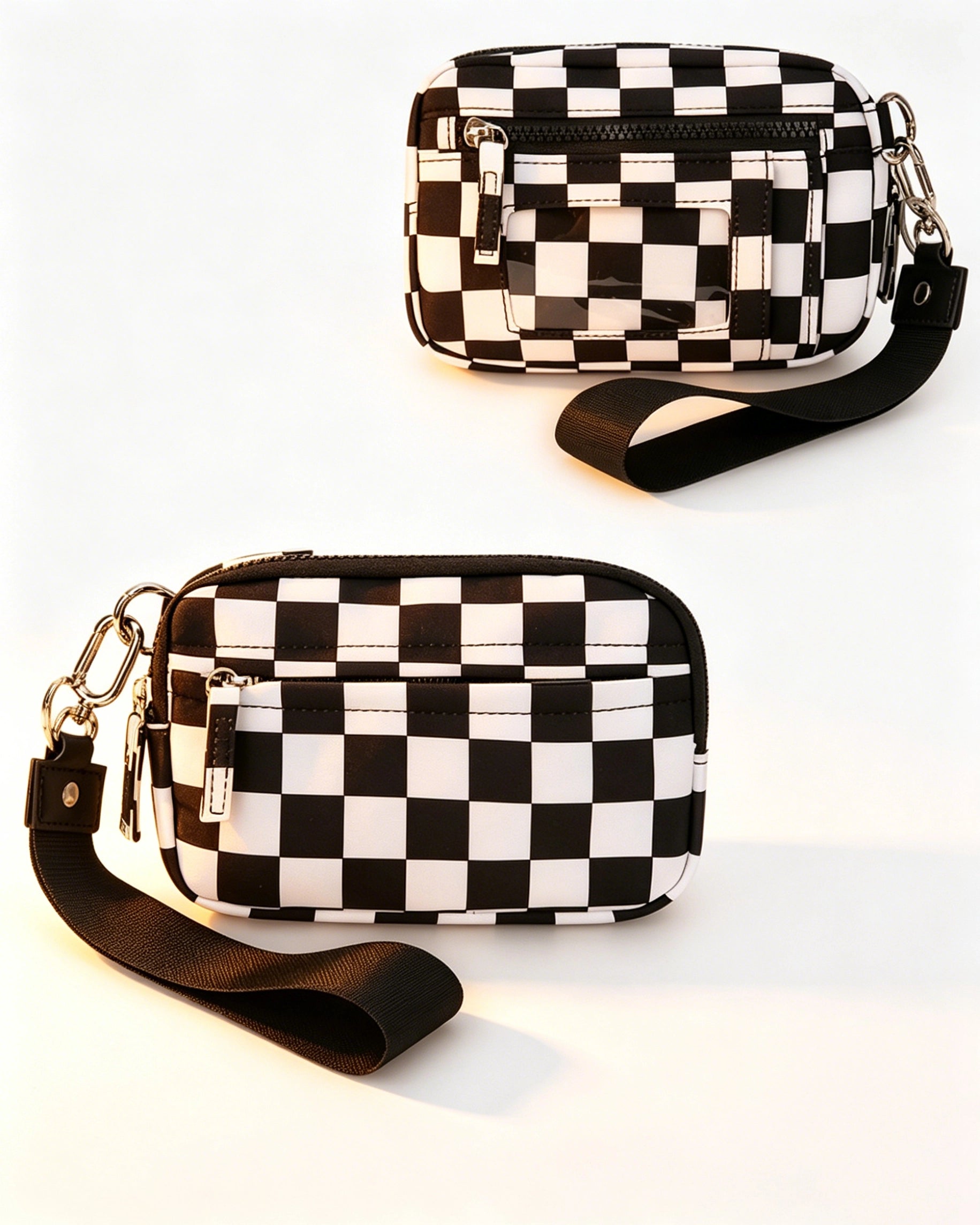 Wholesale Checkerboard Multi-zip Waterproof Pouch Daily Wristlet Bag SP159