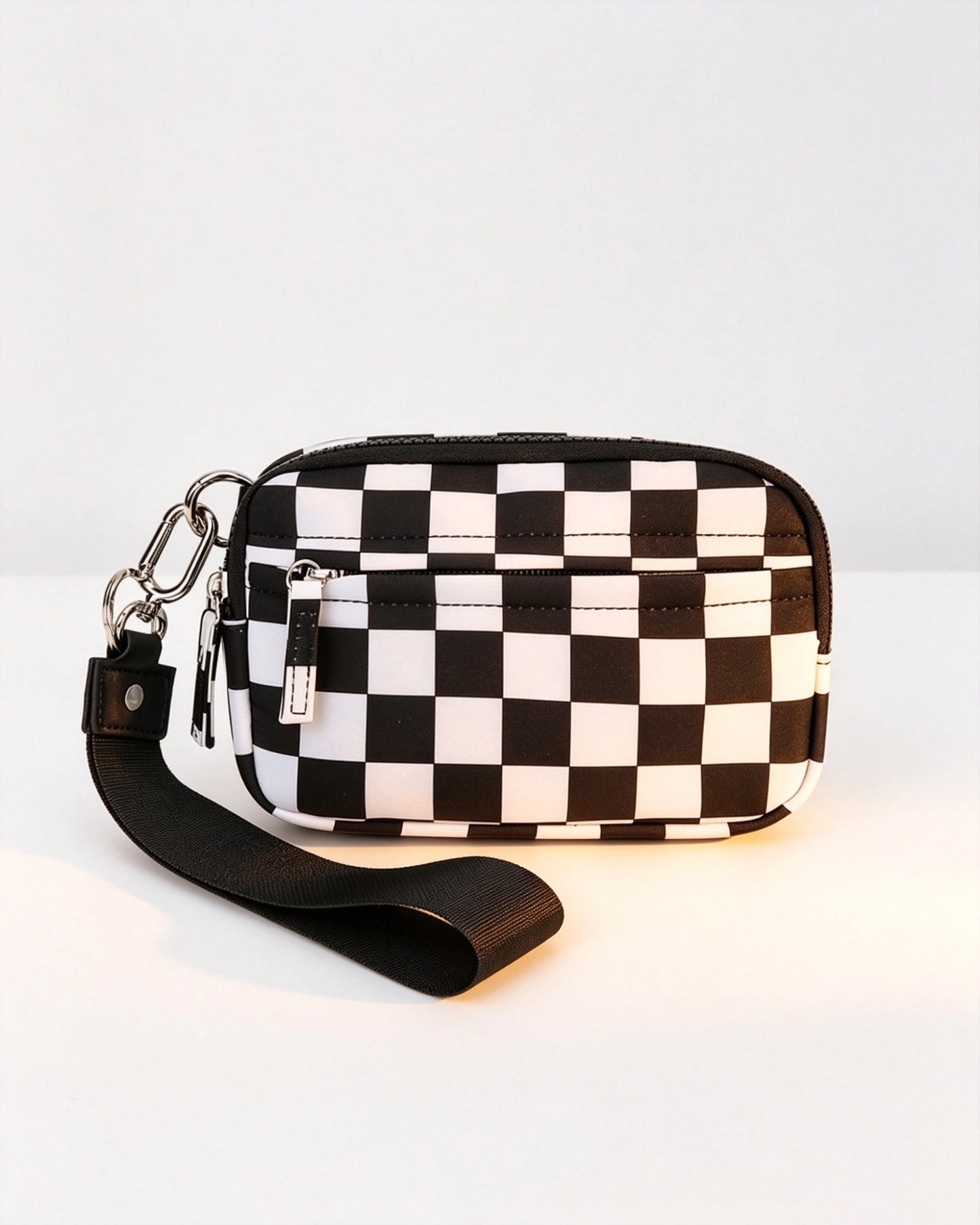 Checkerboard Multi-zip Waterproof Pouch Daily Wristlet Bag SP159