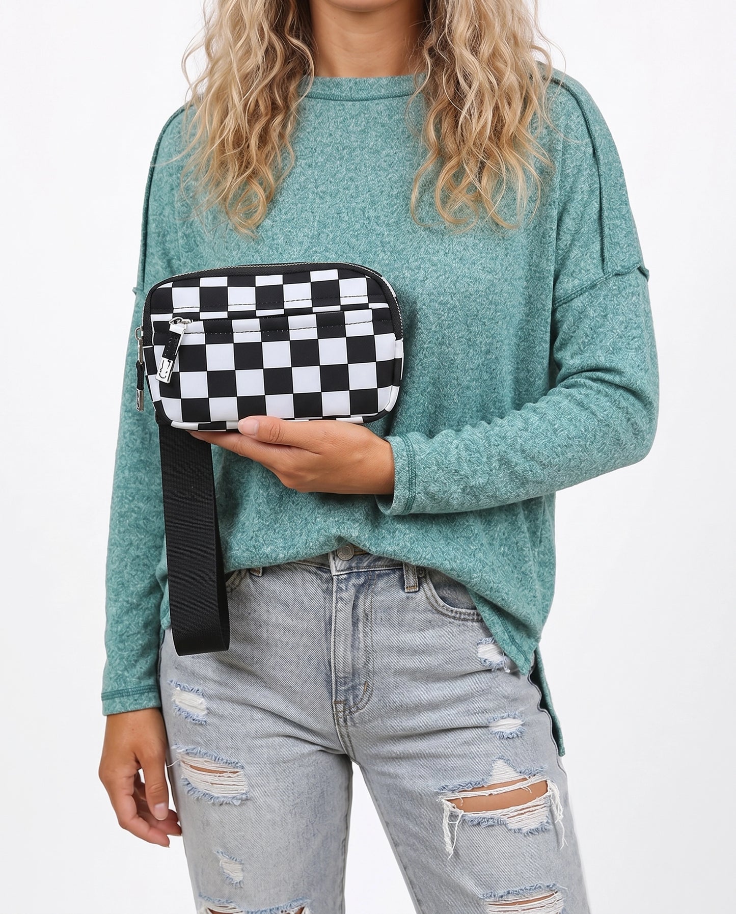 Checkerboard Multi-zip Waterproof Pouch Daily Wristlet Bag SP159