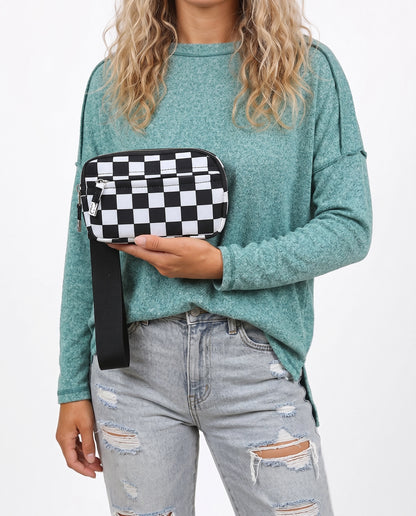 Checkerboard Multi-zip Waterproof Pouch Daily Wristlet Bag SP159