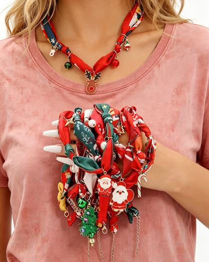 Wholesale Christmas Christmas Tree, Santa Claus, Silk Scarf Necklace SP005