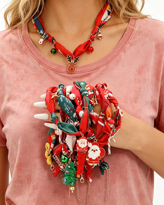 Wholesale Christmas Christmas Tree, Santa Claus, Silk Scarf Necklace SP005