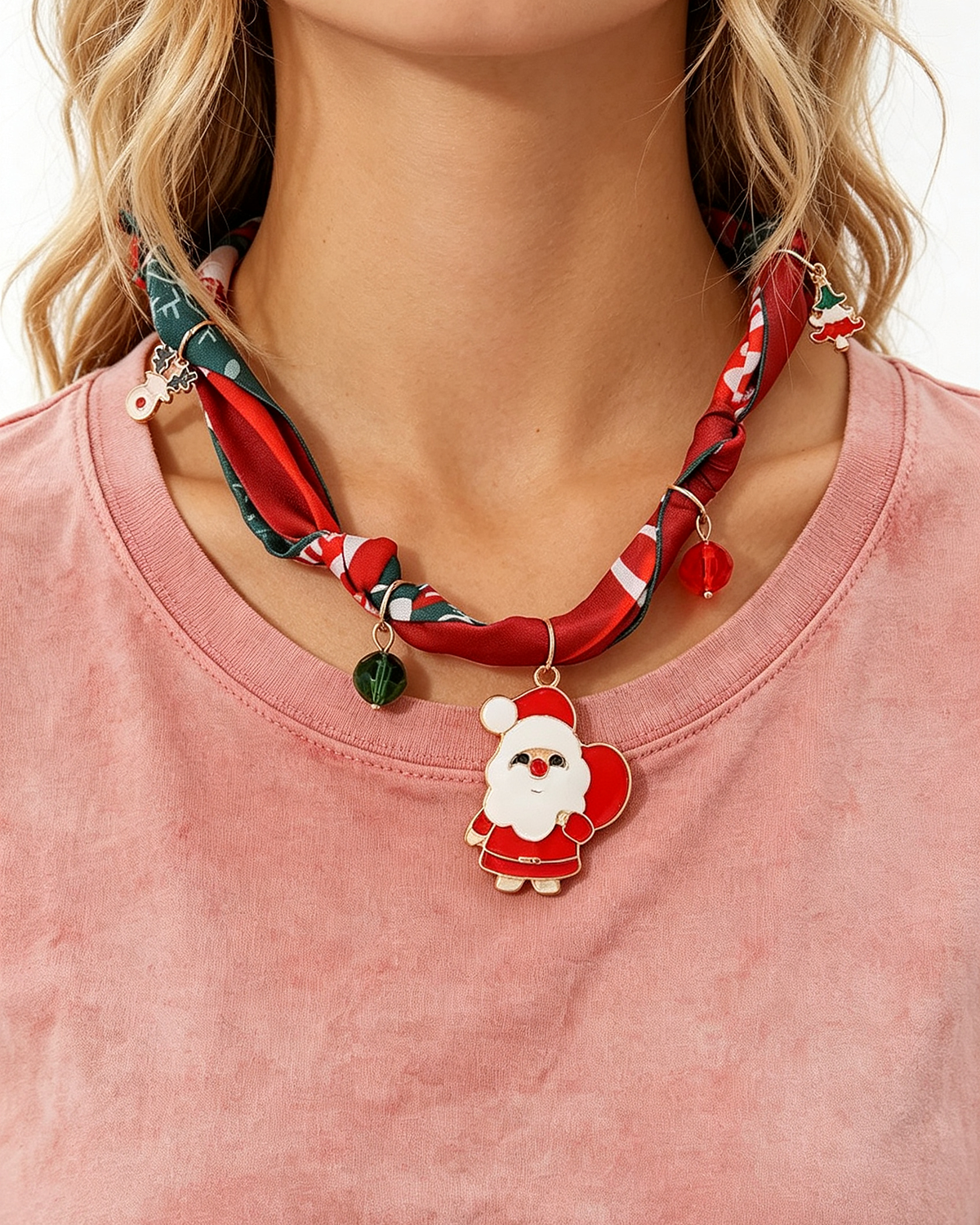Wholesale Christmas Christmas Tree, Santa Claus, Silk Scarf Necklace SP005