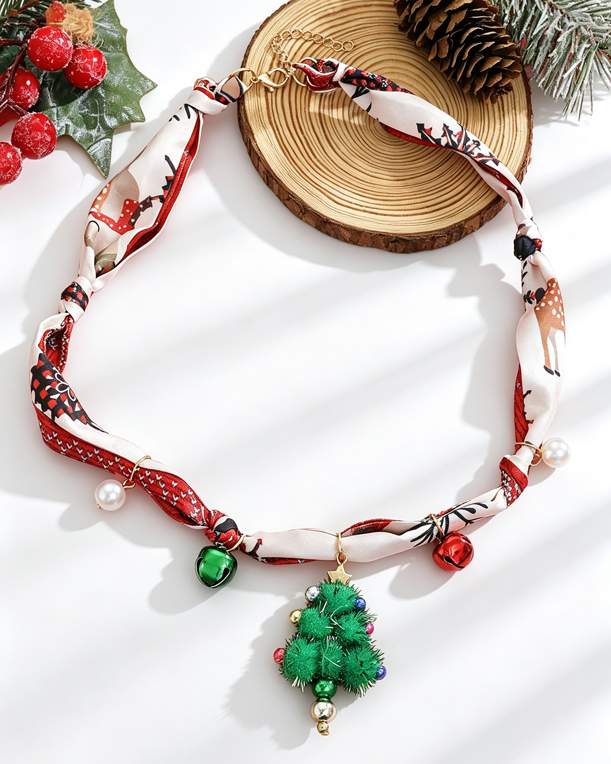 Wholesale Christmas Christmas Tree, Santa Claus, Silk Scarf Necklace SP005